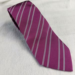 Andrew's Tie Silk Cotton Twill Dark Pink Diagonal Stripe Designer Classic Summer